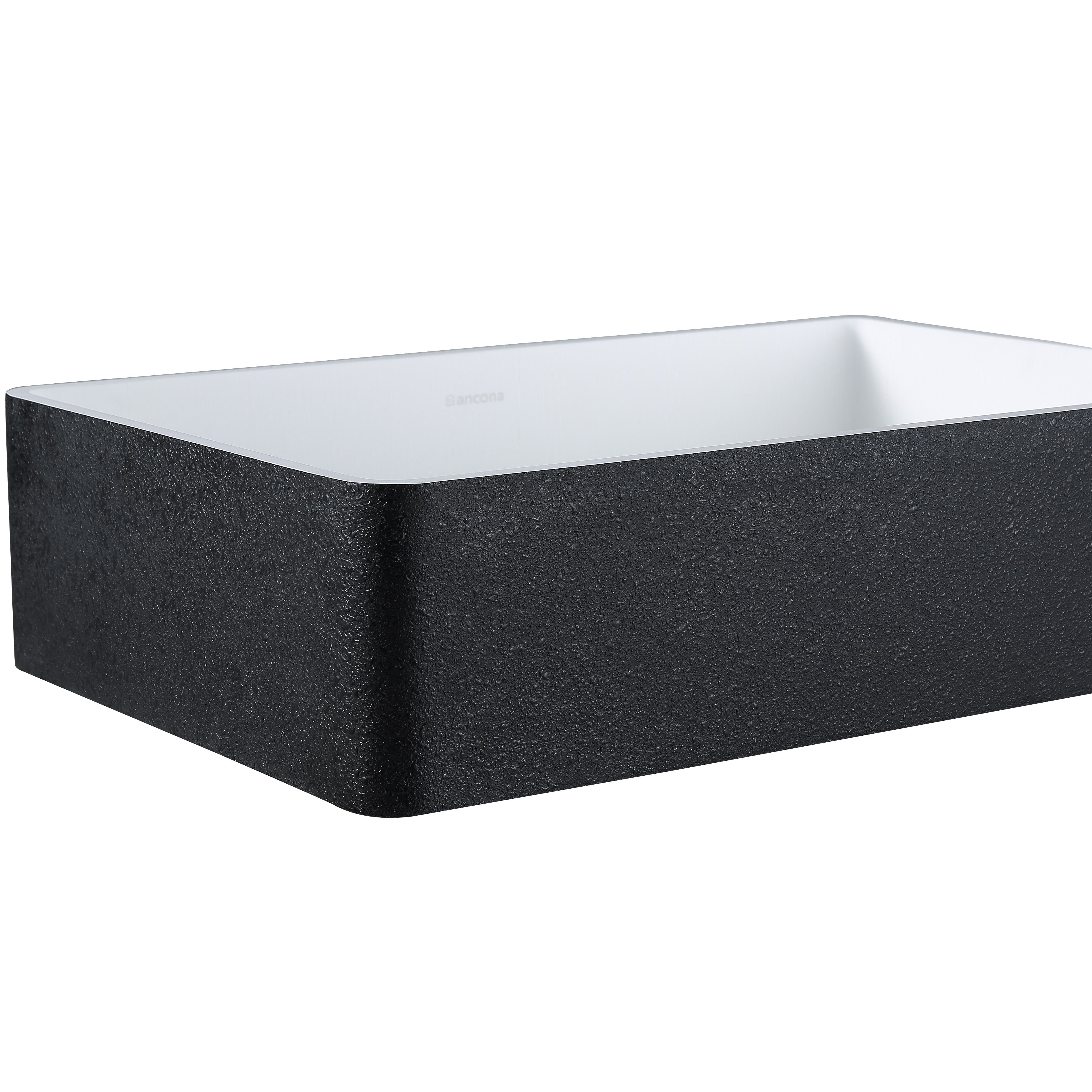 Ancona vasque de salle de bain Holbrook en noir et blanc avec robinet monotrou Argenta pour vasque en champagne doré brossé