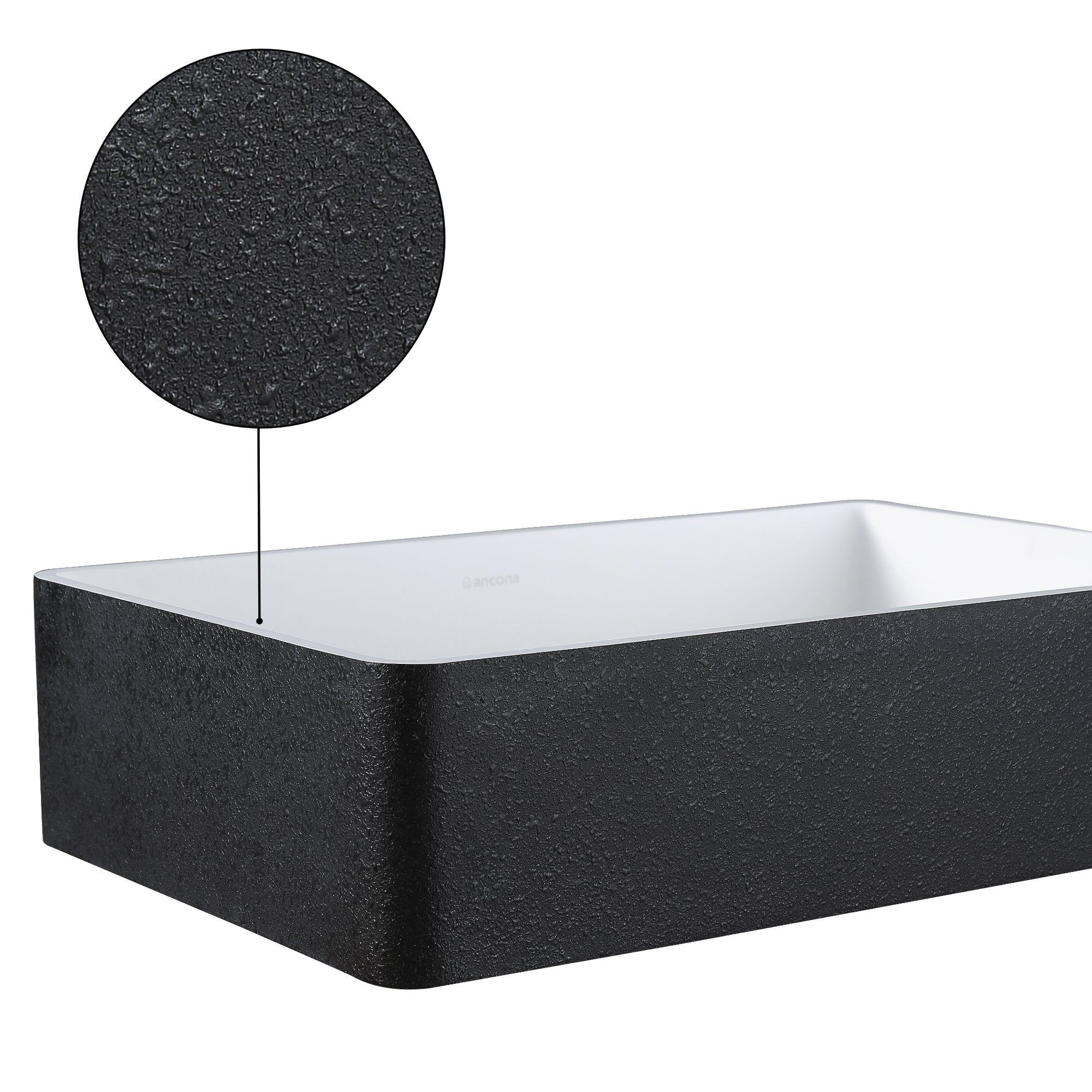 Ancona vasque de salle de bain Holbrook en noir et blanc avec robinet monotrou Argenta pour vasque en champagne doré brossé