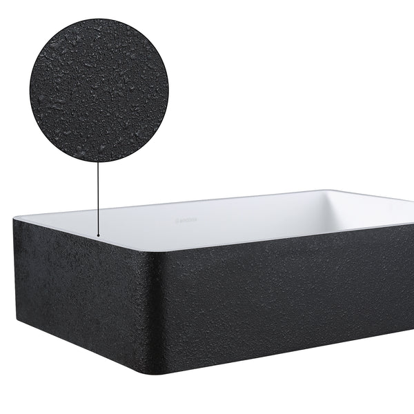 Ancona vasque de salle de bain Holbrook en noir et blanc avec robinet monotrou Argenta pour vasque en champagne doré brossé