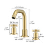 Ancona Uomo Widespread Cross Handle 3-Hole Bathroom Faucet in Brushed Champagne Gold