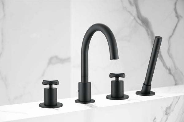Robinet à deux poignées pour baignoire romaine de la gamme Ava - fini noir mat