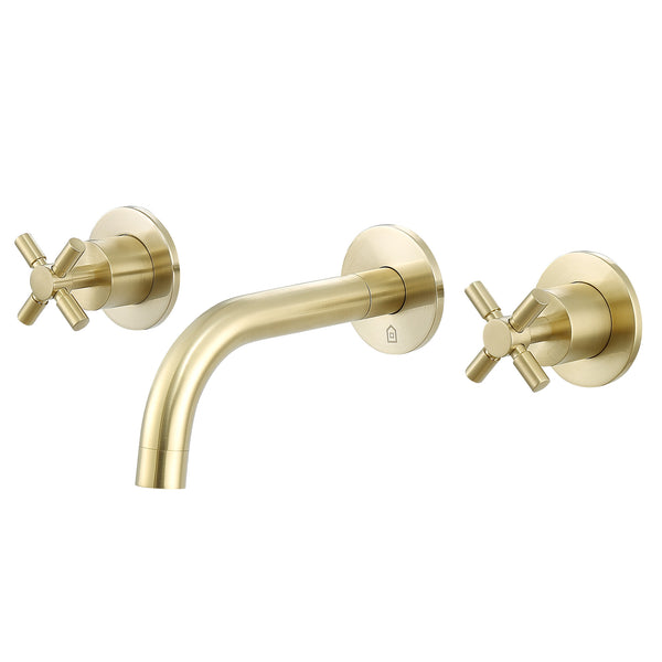 Ancona Prima Two Handle Wall Mounted Bathroom Faucet in Brushed Champagne Gold
