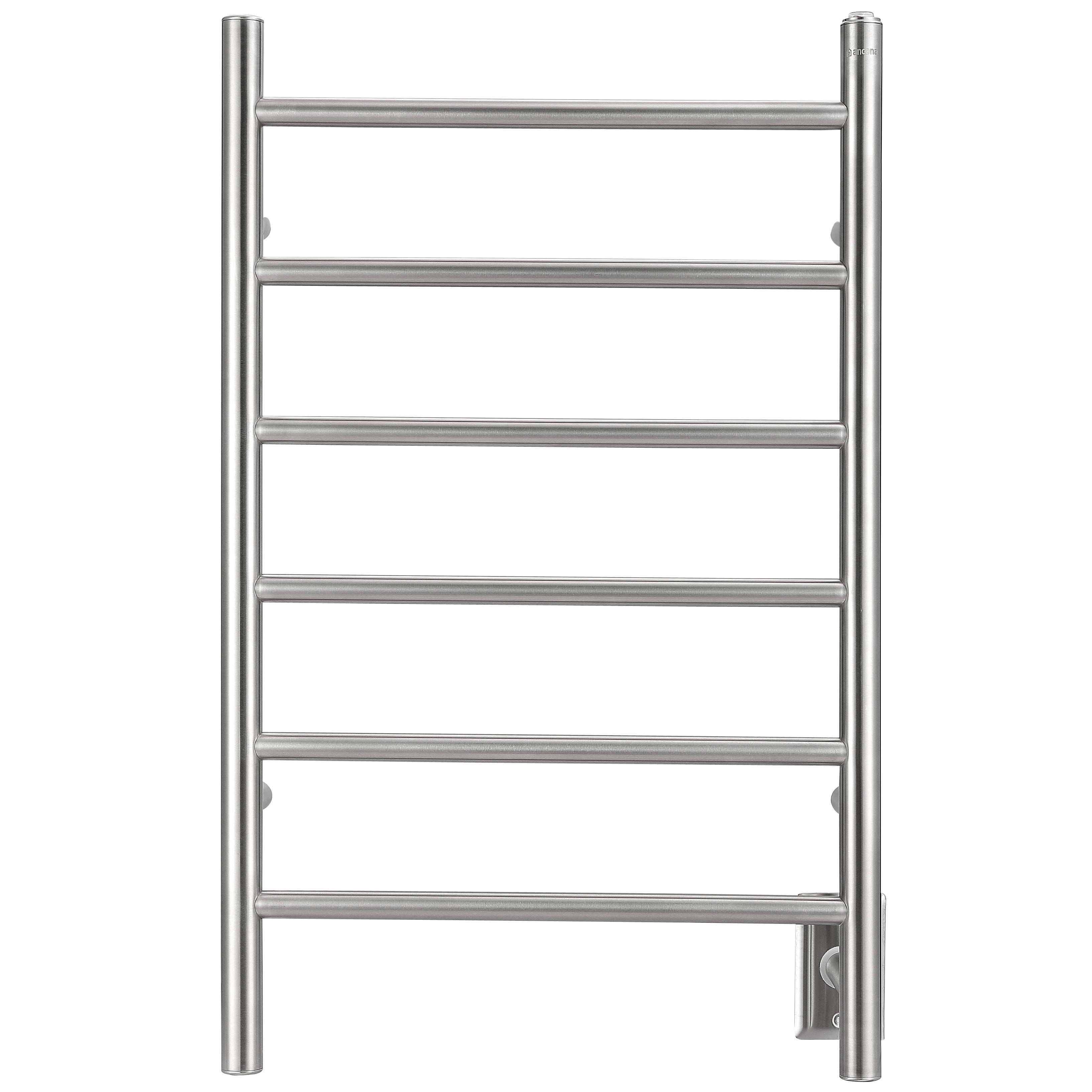 Porte-serviettes chauffant électrique (câblé et sur prise) Comfort Dual à six barres en acier inoxydable poli