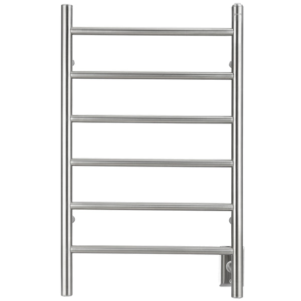 Porte-serviettes chauffant électrique (câblé et sur prise) Comfort Dual à six barres en acier inoxydable poli