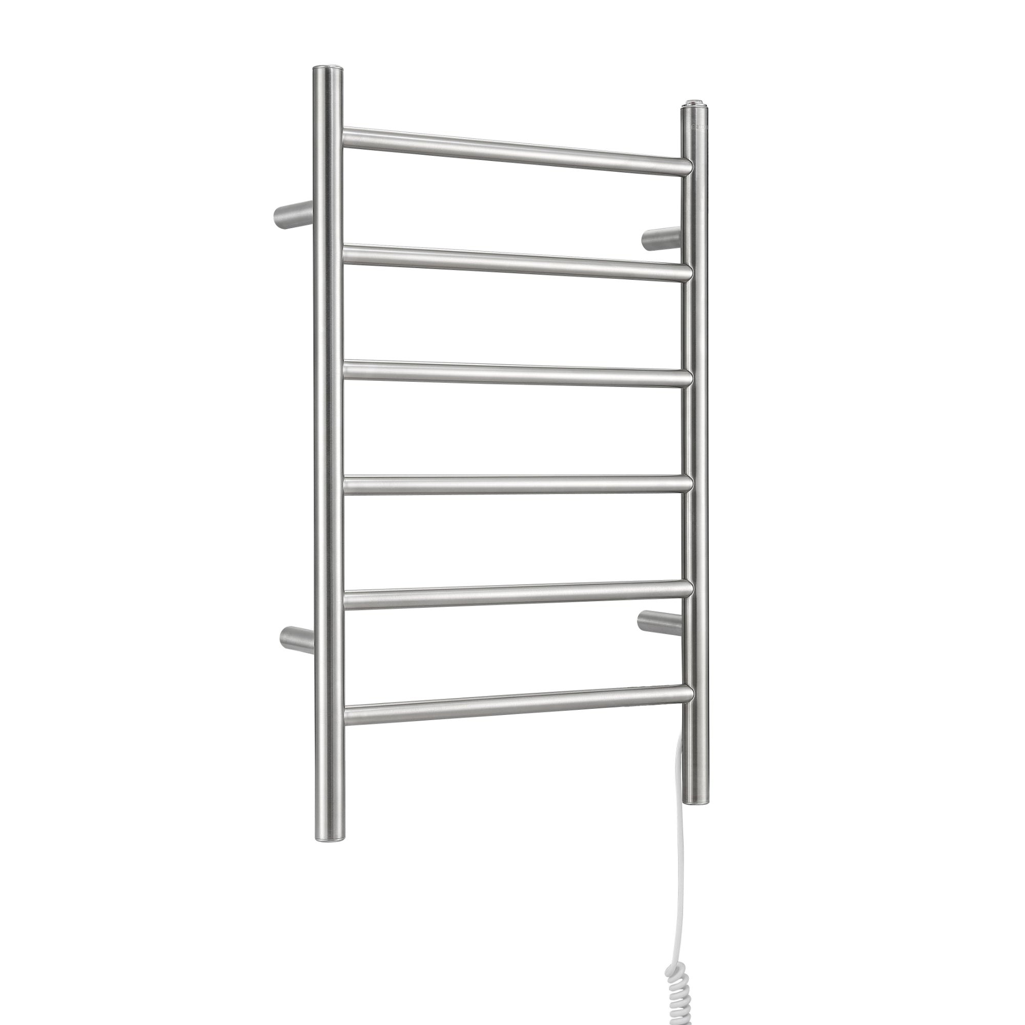 Porte-serviettes chauffant électrique (câblé et sur prise) Comfort Dual à six barres en acier inoxydable poli