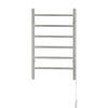 Porte-serviettes chauffant électrique (câblé et sur prise) Comfort Dual à six barres en acier inoxydable poli