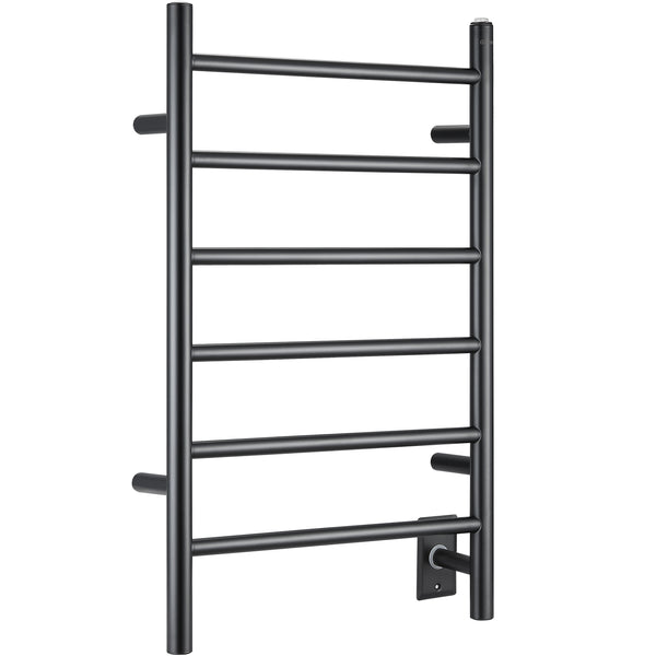 Porte-serviettes chauffant électrique (câblé et sur prise) Comfort Dual à six  barres en noir mat