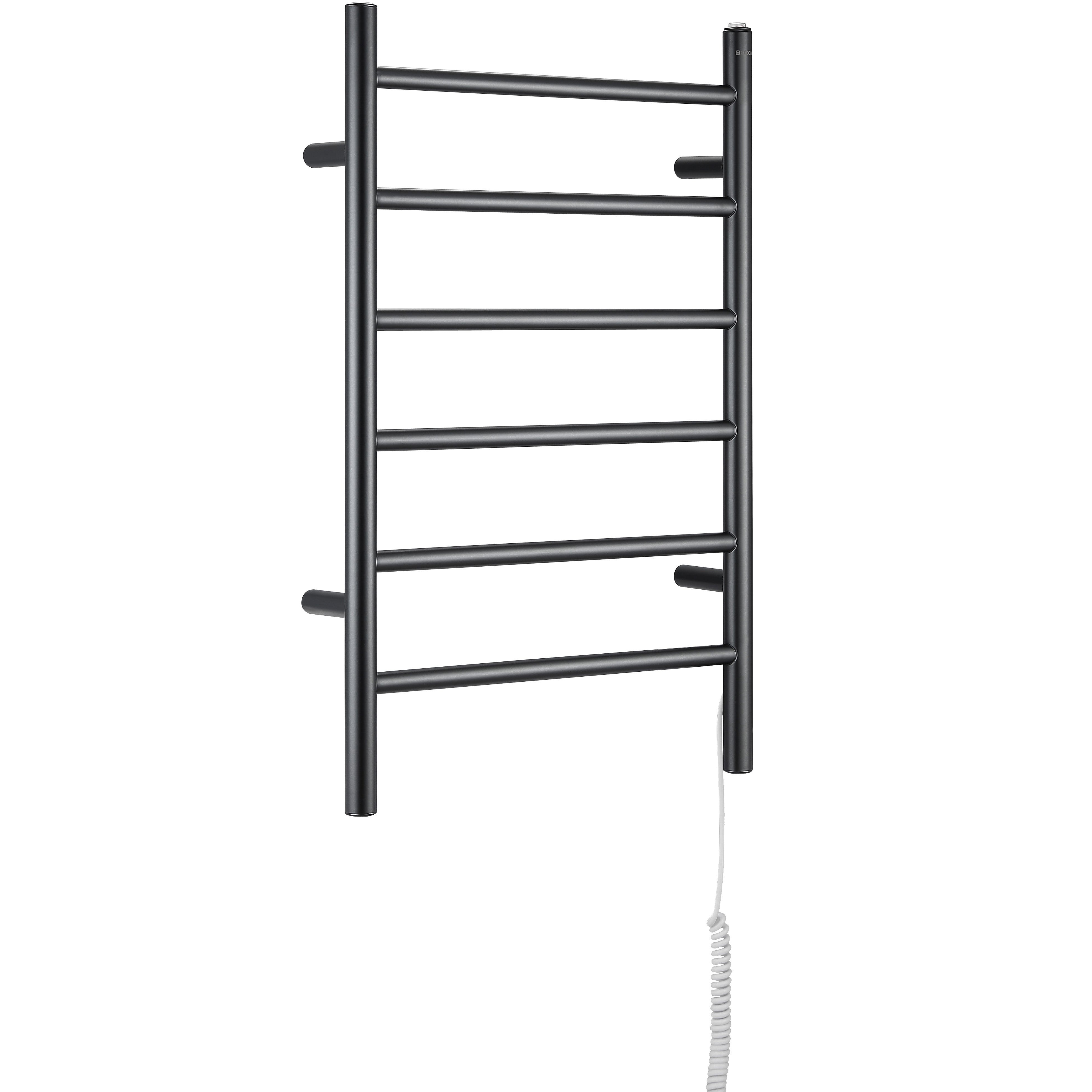 Porte-serviettes chauffant électrique (câblé et sur prise) Comfort Dual à six  barres en noir mat