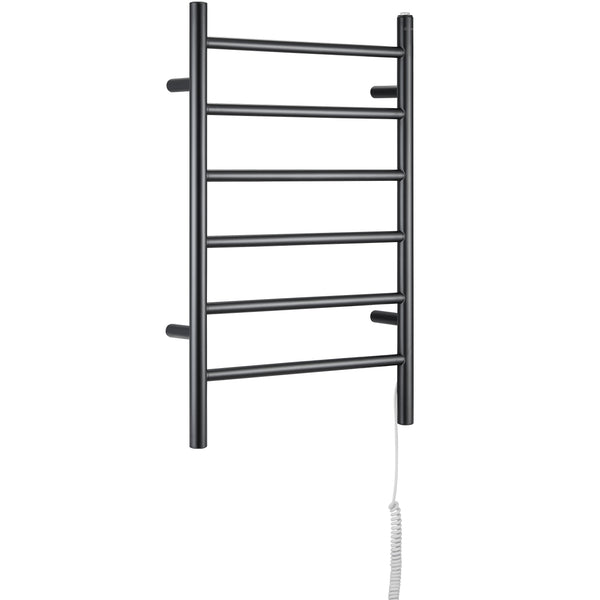 Porte-serviettes chauffant électrique (câblé et sur prise) Comfort Dual à six  barres en noir mat