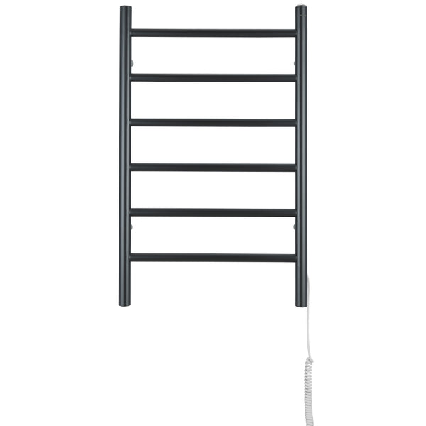 Porte-serviettes chauffant électrique (câblé et sur prise) Comfort Dual à six  barres en noir mat