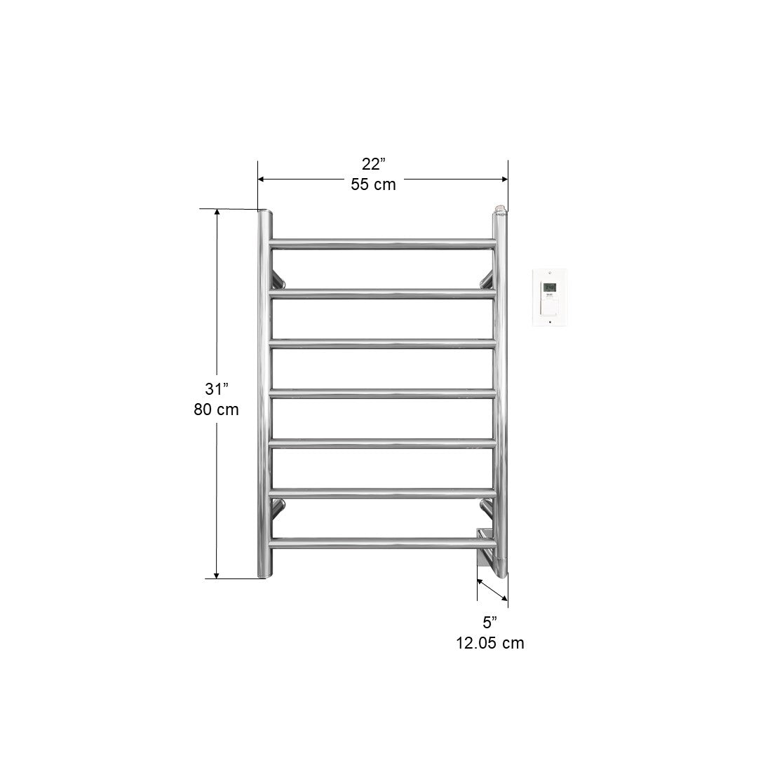 Comfort 7 - 31 in. Hardwired Electric Towel Warmer and Drying Rack in Chrome with Timer