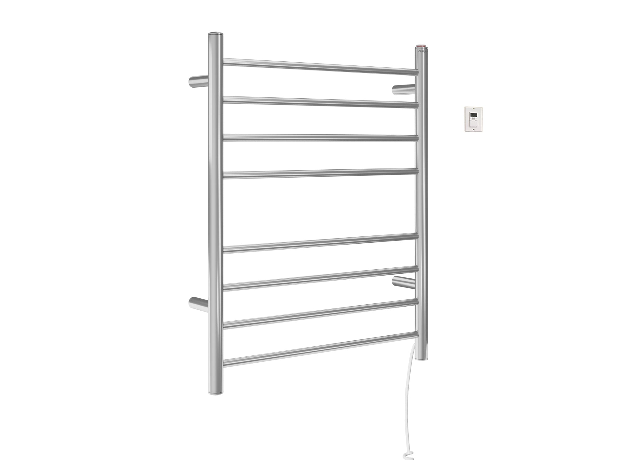 Prestige Dual 8-Bar Hardwired and Plug-in Towel Warmer in Polished Stainless Steel with Timer
