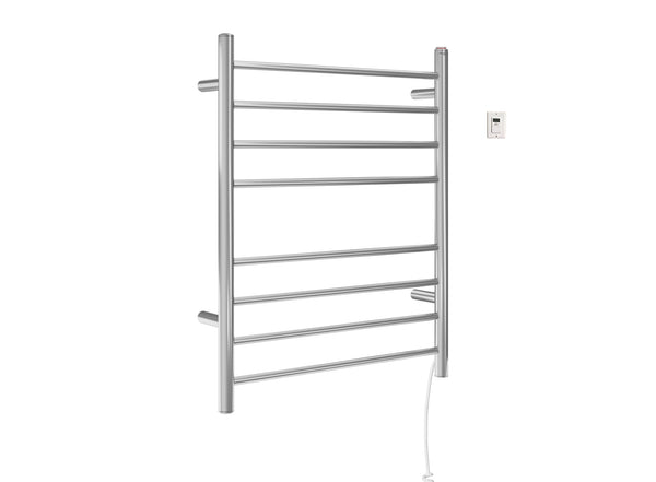 Prestige Dual 8-Bar Hardwired and Plug-in Towel Warmer in Polished Stainless Steel with Timer