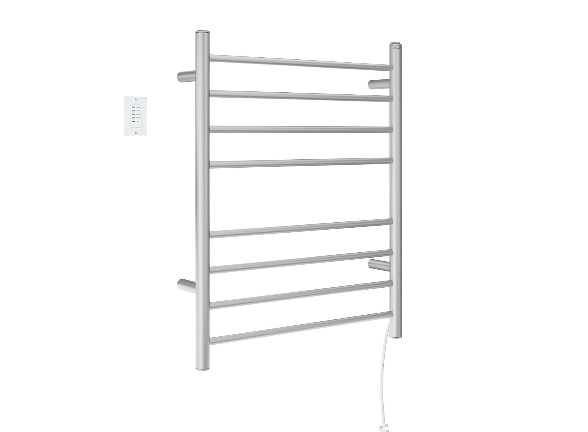 Prestige Dual 8-Bar Hardwired and Plug-in Towel Warmer in Brushed Stainless Steel with Wall Countdown Timer
