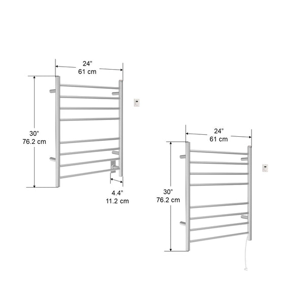 Prestige Dual 8-Bar Hardwired and Plug-in Towel Warmer in Brushed Stainless Steel with Timer