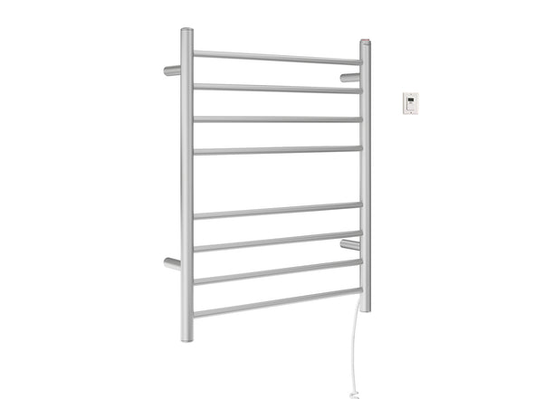 Prestige Dual 8-Bar Hardwired and Plug-in Towel Warmer in Brushed Stainless Steel with Timer