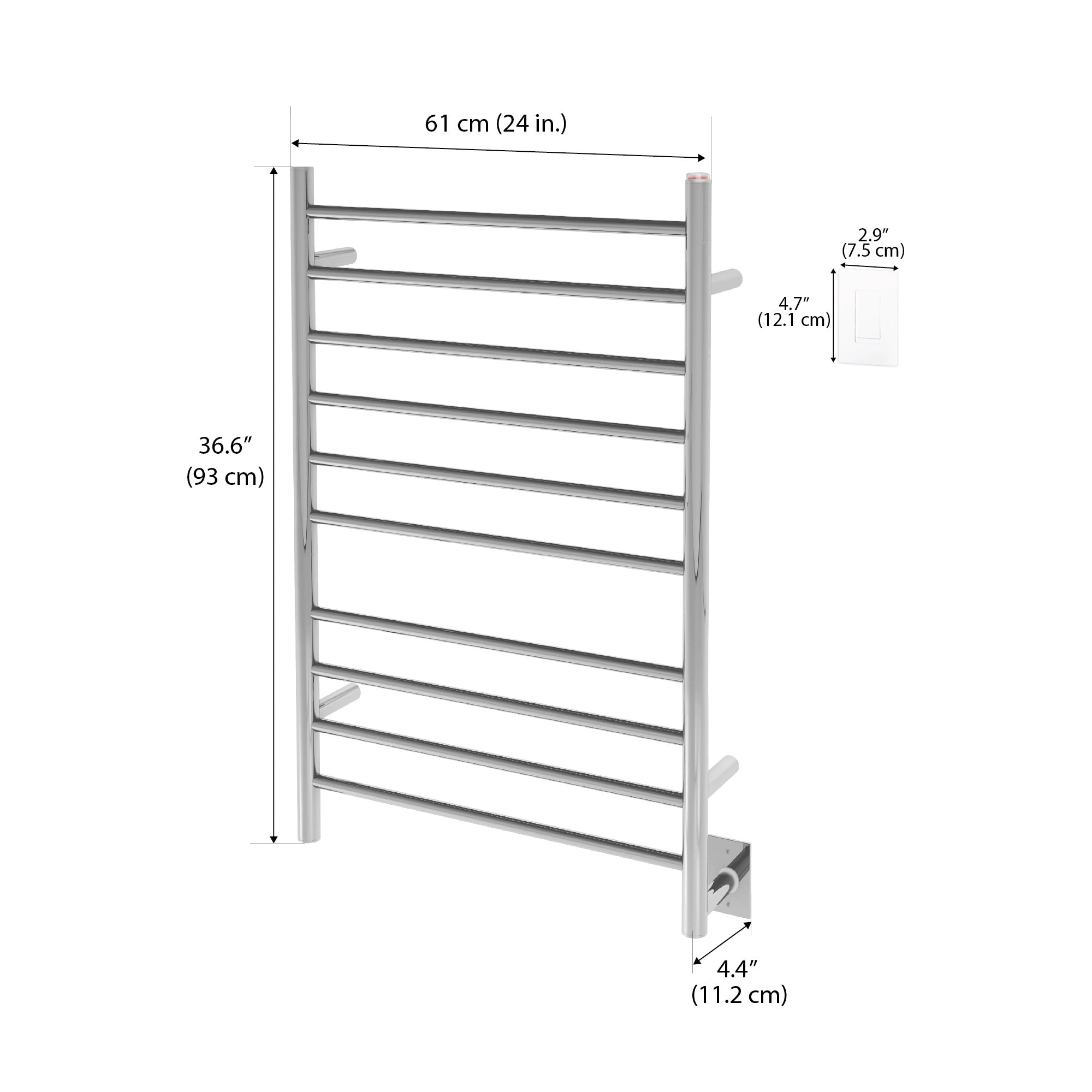 Ancona Novara Dual 10-Bar Wall Mount Towel Warmer in Polished Stainless Steel with WiFi Timer