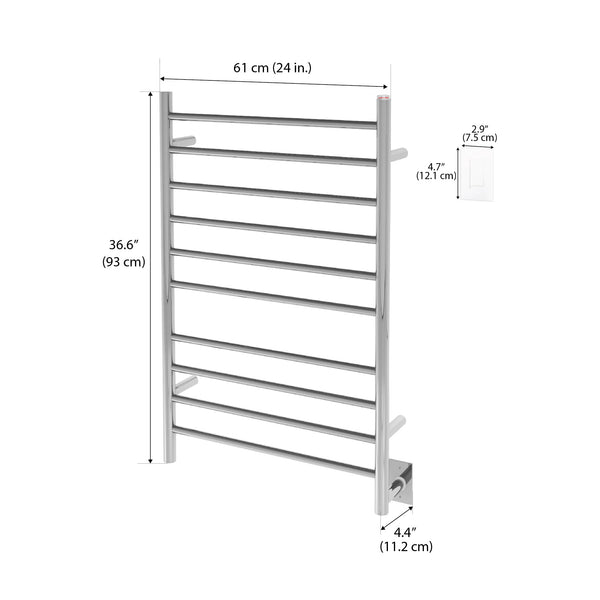 Ancona Novara Dual 10-Bar Wall Mount Towel Warmer in Polished Stainless Steel with WiFi Timer