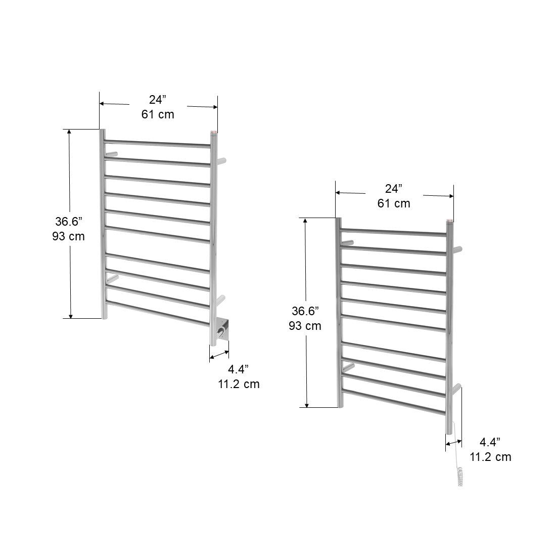 Novara Dual 10-Bar Wall Mount Towel Warmer in Polished Stainless Steel