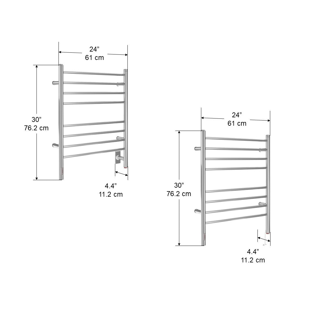 Prestige OBT 8-Bar Wall Mounted Towel Warmer with Integrated On-Board Timer in Polished Stainless Steel