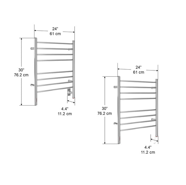 Prestige OBT 8-Bar Wall Mounted Towel Warmer with Integrated On-Board Timer in Polished Stainless Steel