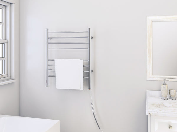 Prestige OBT 8-Bar Wall Mounted Towel Warmer with Integrated On-Board Timer in Polished Stainless Steel