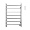 Porte-serviettes chauffant à fixation murale Comfort 7 en acier inoxydable brossé à 7 barres avec minuterie préprogrammée