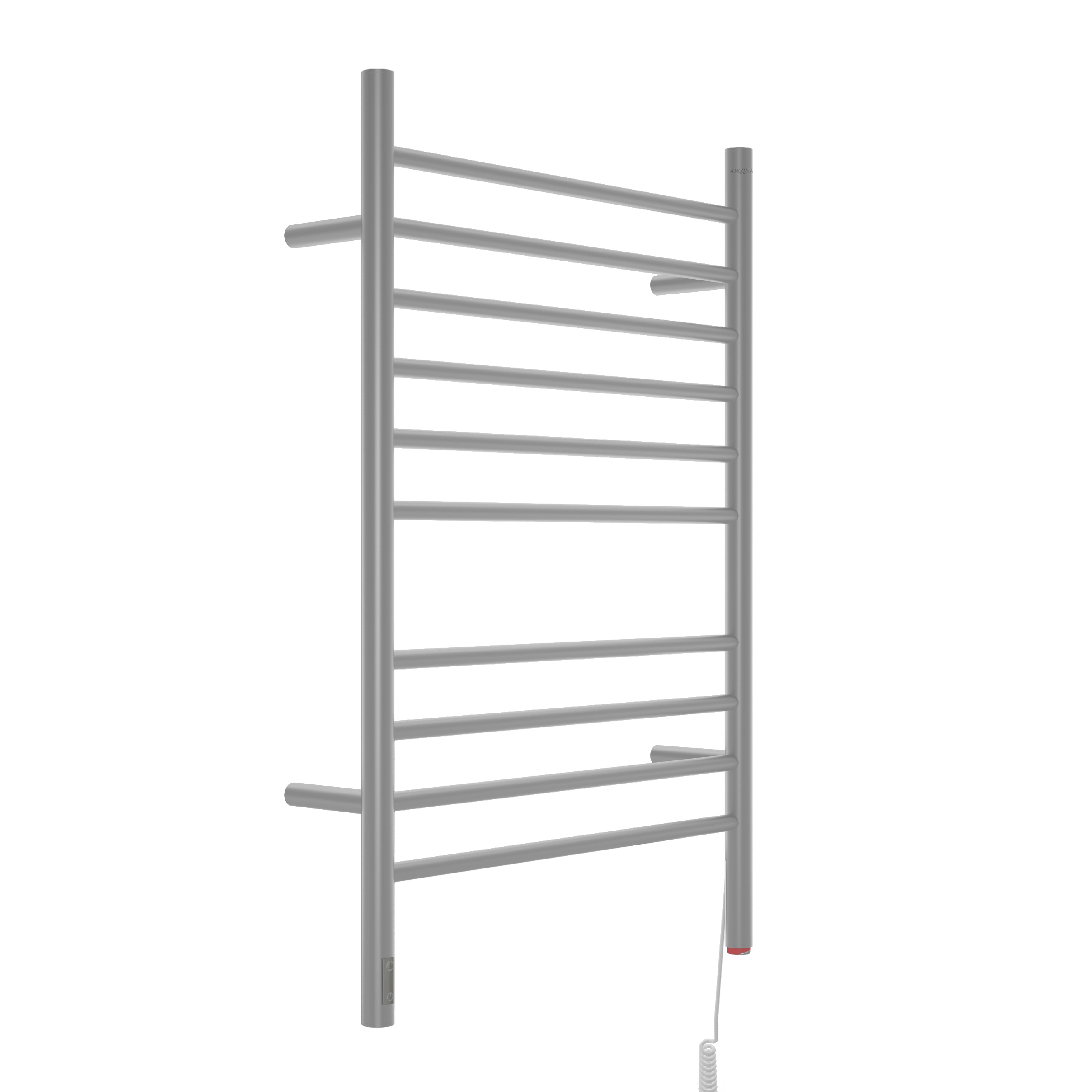 Chauffe-serviettes chauffant Argenta OBT à 10 barres câblé et enfichable avec minuterie en acier inoxydable brossé