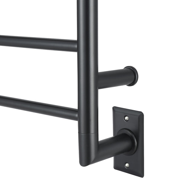 Porte-serviettes chauffant à fixation murale Comfort 7 en acier inoxydable au fini noir mat à 7 barres de Ancona avec minuterie Wi-Fi