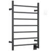 Porte-serviettes chauffant à fixation murale Comfort 7 en acier inoxydable au fini noir mat à 7 barres de Ancona avec minuterie Wi-Fi