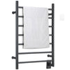 Porte-serviettes chauffant à fixation murale Comfort 7 en acier inoxydable au fini noir mat à 7 barres de Ancona avec minuterie Wi-Fi