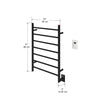 Chauffe-serviettes Comfort à 7 barres câblé en noir mat avec minuterie murale