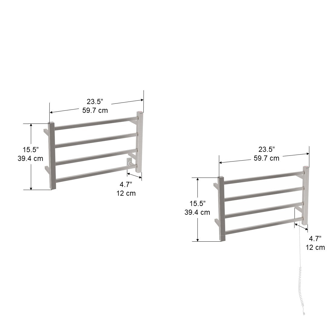 Gala Dual 4-Bar Hardwired and Plug-in Towel Warmer in Brushed Stainless Steel