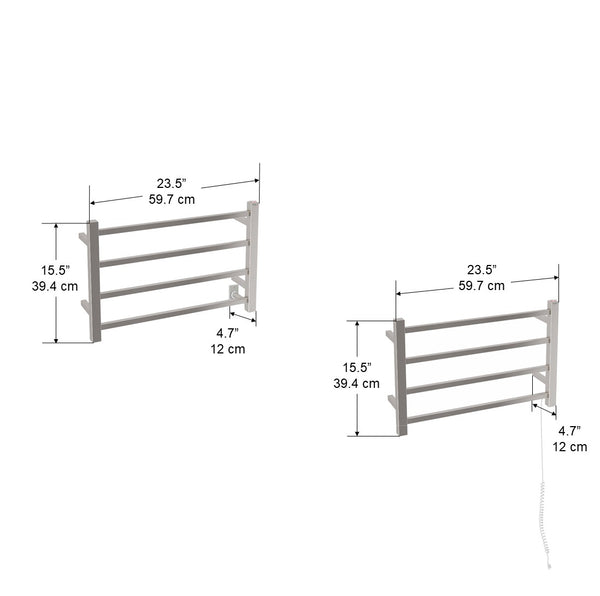 Gala Dual 4-Bar Hardwired and Plug-in Towel Warmer in Brushed Stainless Steel