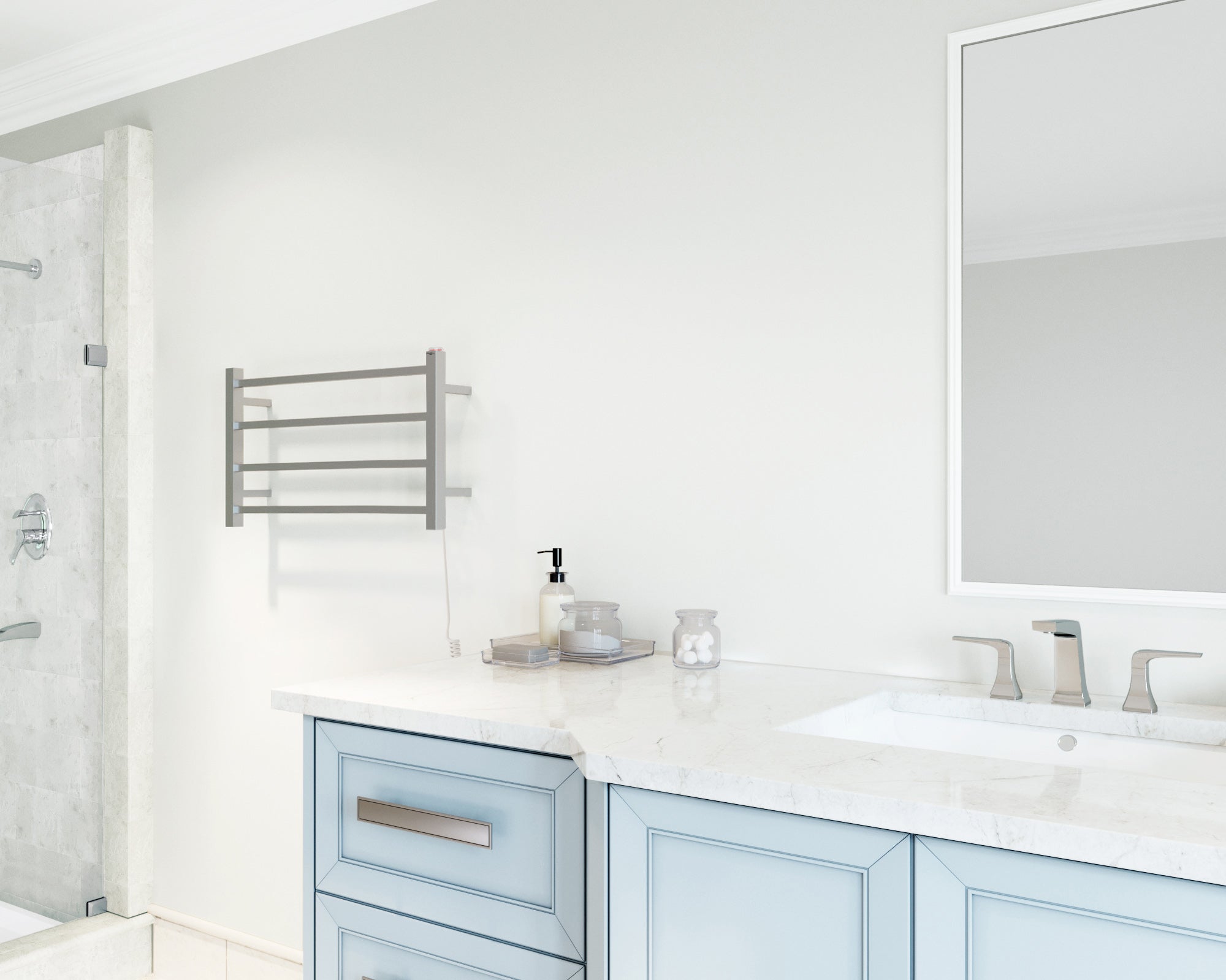 Gala Dual 4-Bar Hardwired and Plug-in Towel Warmer in Brushed Stainless Steel