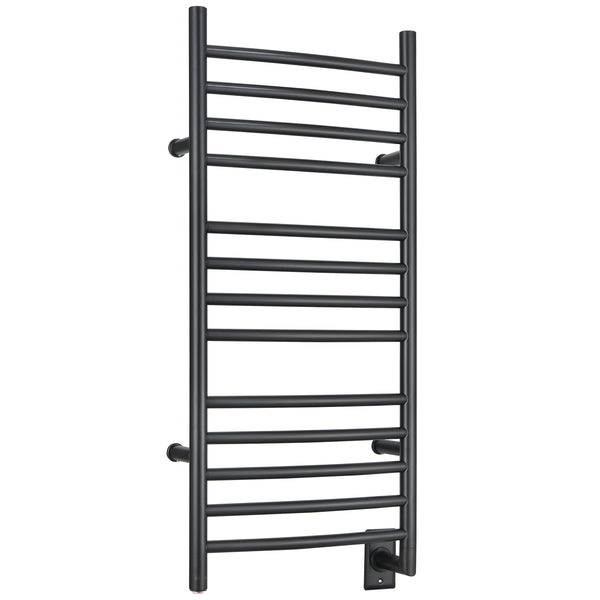 Svelte Chauffe-serviette électrique et support de séchage arrondis de 40 po, noir mat