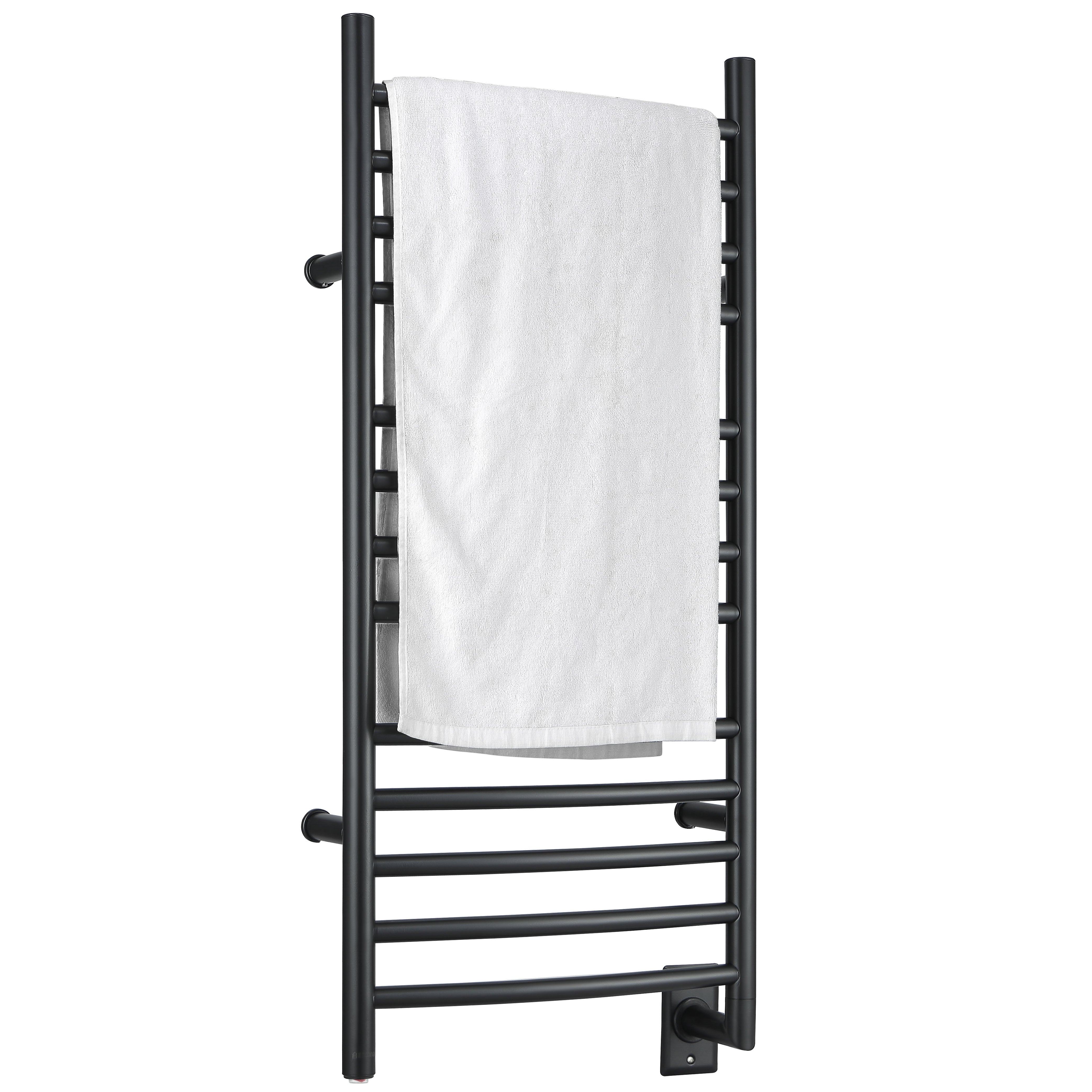 Svelte Chauffe-serviette électrique et support de séchage arrondis de 40 po, noir mat