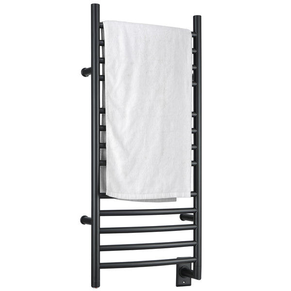 Svelte Chauffe-serviette électrique et support de séchage arrondis de 40 po, noir mat