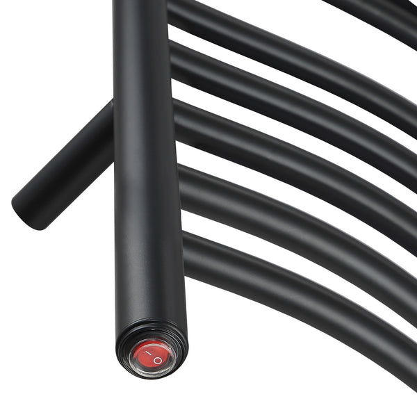 Svelte Chauffe-serviette électrique et support de séchage arrondis de 40 po, noir mat
