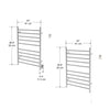 Chauffe-serviettes à 10 barres câblé Comfort Dual en acier inoxydable brossé avec minuterie
