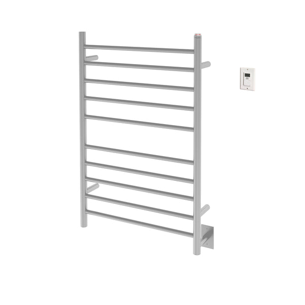 Chauffe-serviettes à 10 barres câblé Comfort Dual en acier inoxydable brossé avec minuterie