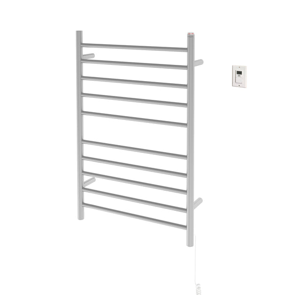 Chauffe-serviettes à 10 barres câblé Comfort Dual en acier inoxydable brossé avec minuterie