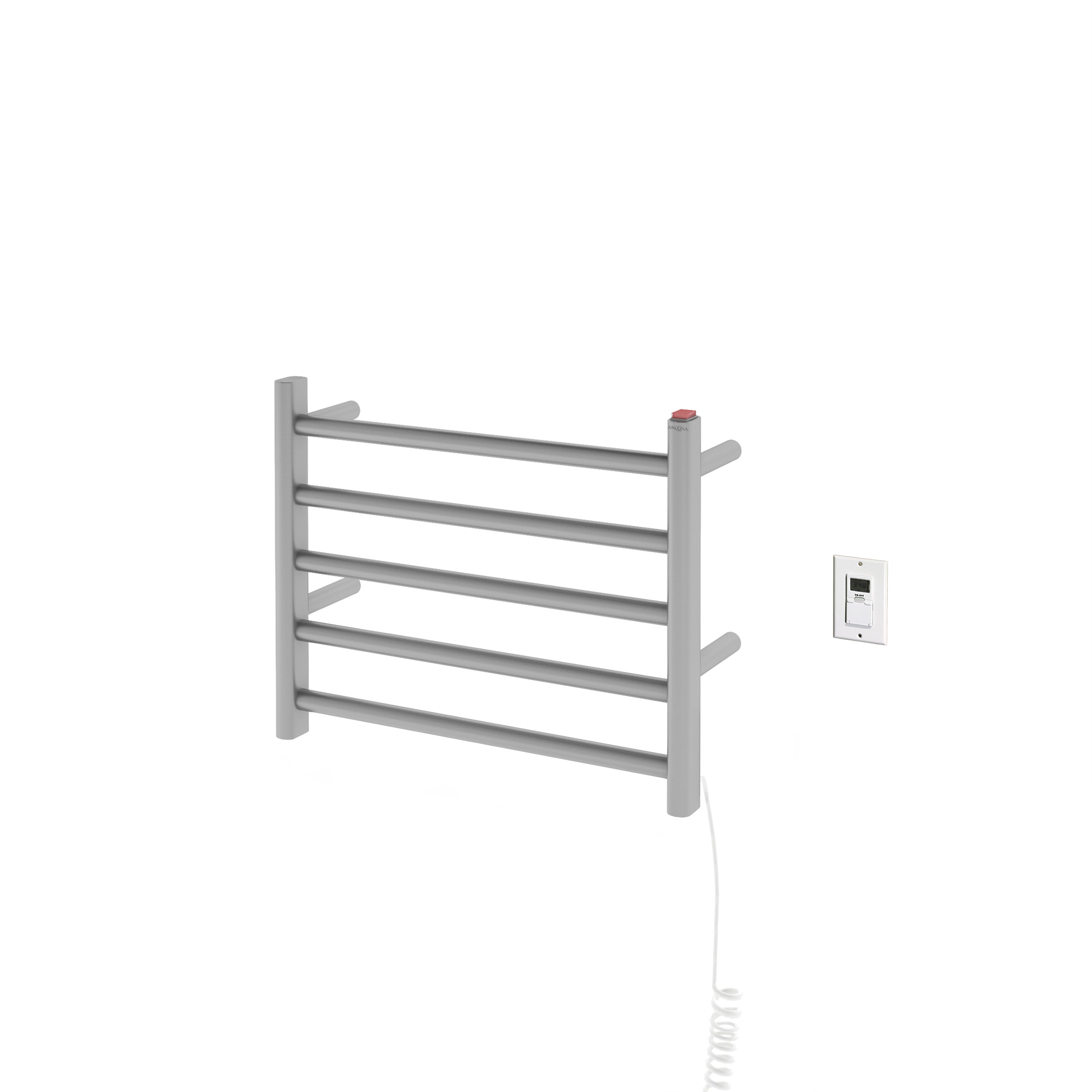 Prima Dual 5-Bar Hardwired and Plug-in Electric Towel Warmer in Brushed Stainless Steel with Timer