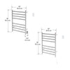 Prima Dual Extended 8-Bar Hardwired and Plug-in Electric Towel Warmer in Brushed Stainless Steel with Wall Countdown Timer