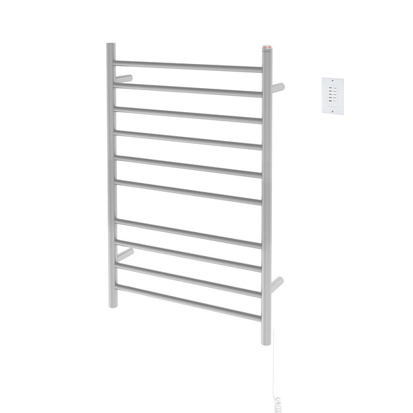 Novara Dual 10-Bar Wall Mount Towel Warmer in Brushed Stainless Steel with Wall Countdown Timer