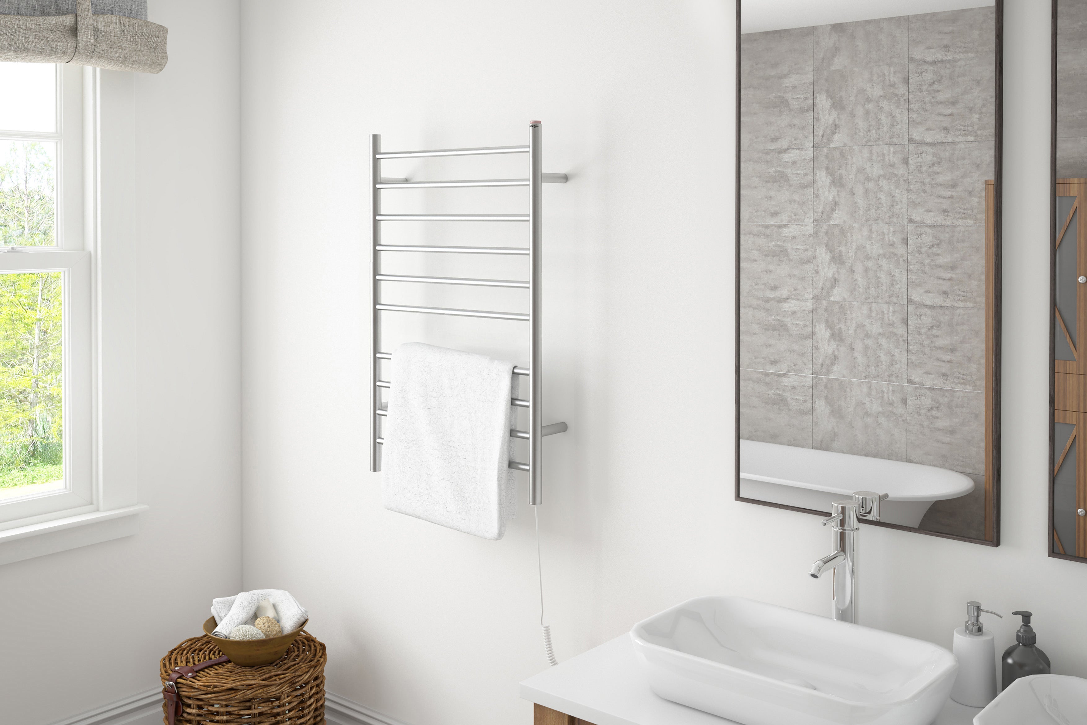 Novara Dual 10-Bar Wall Mount Towel Warmer in Brushed Nickel
