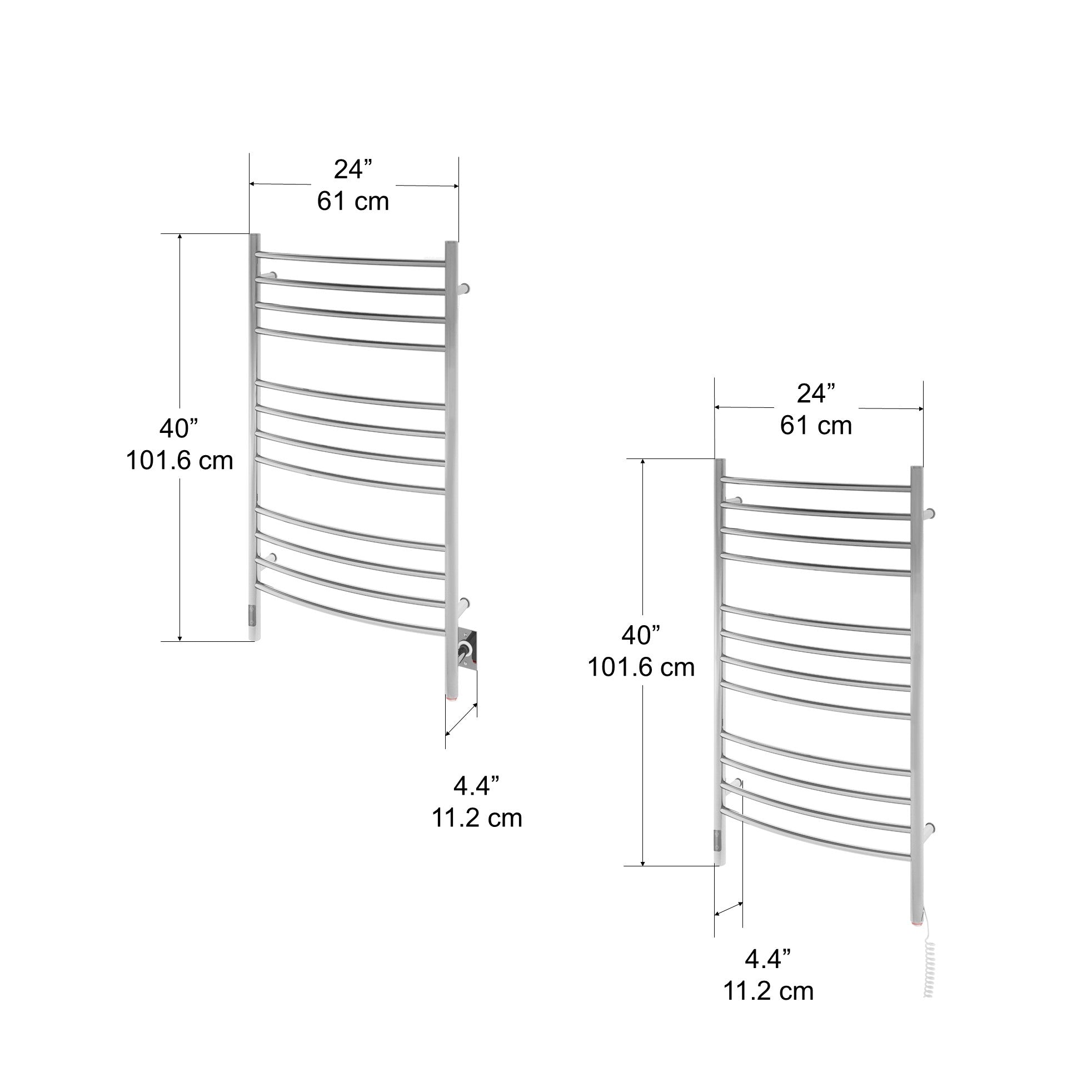 Chauffe-serviettes Lustra OBT 12 barres avec minuterie intégrée en acier inoxydable poli