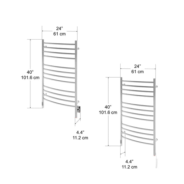 Chauffe-serviettes Lustra OBT 12 barres avec minuterie intégrée en acier inoxydable poli