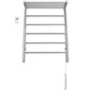 Miazzo 5-Bar Electric Wall Mount Plug-In and Hardwire Towel Warmer with Shelf in Polished Stainless Steel with Digital Wall Timer