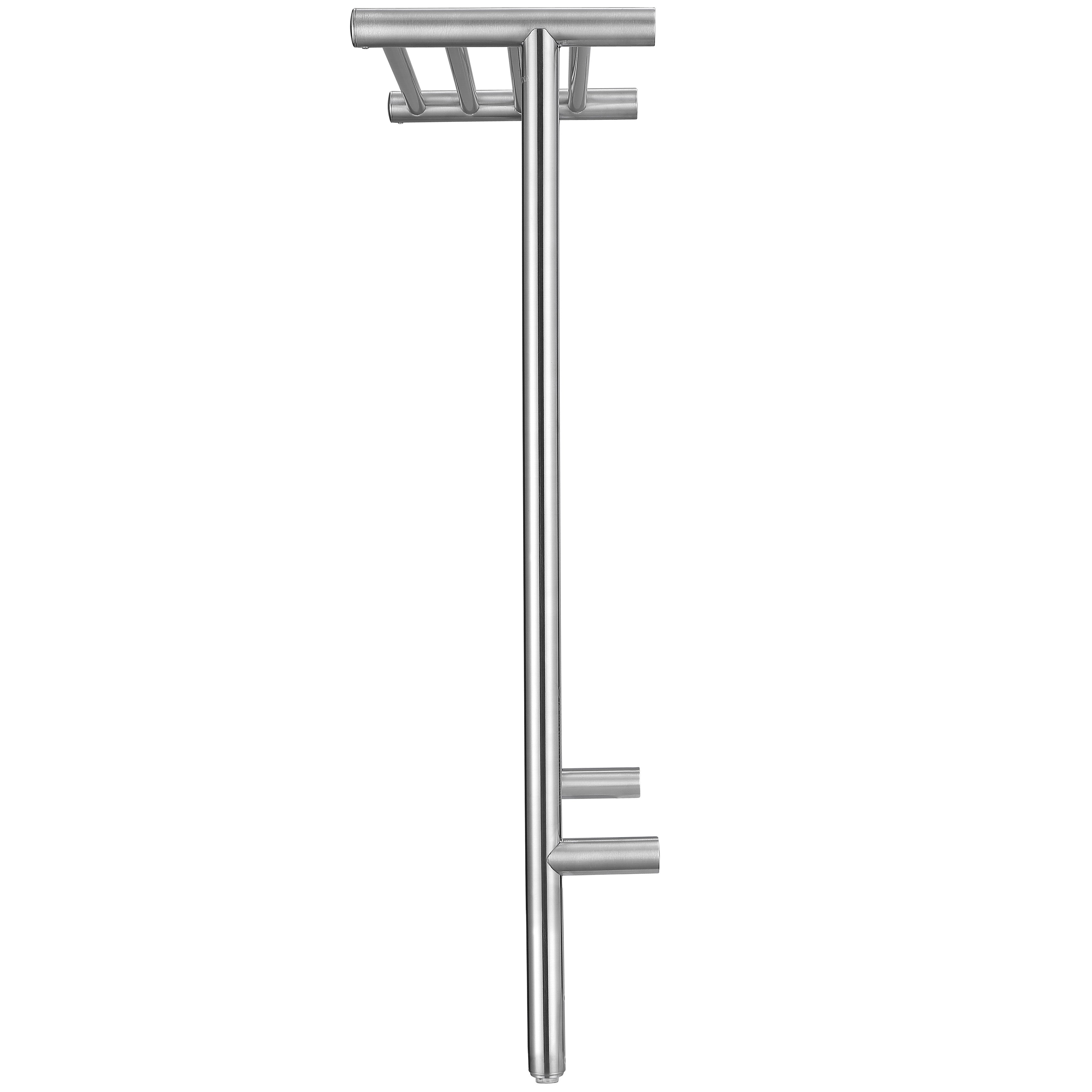 Liazzo OBT 8-Bar Hardwired and Plug-in Electric Towel Warmer with Integrated On-Board timer in Brushed Stainless Steel